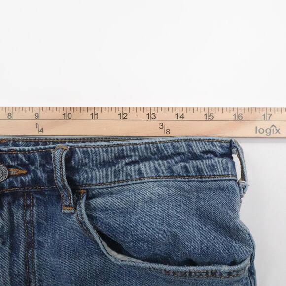 Pilcro Jeans Womens 31 Blue Flare Distressed Knee Stretch Denim Urban Outfitters - Picture 8 of 16